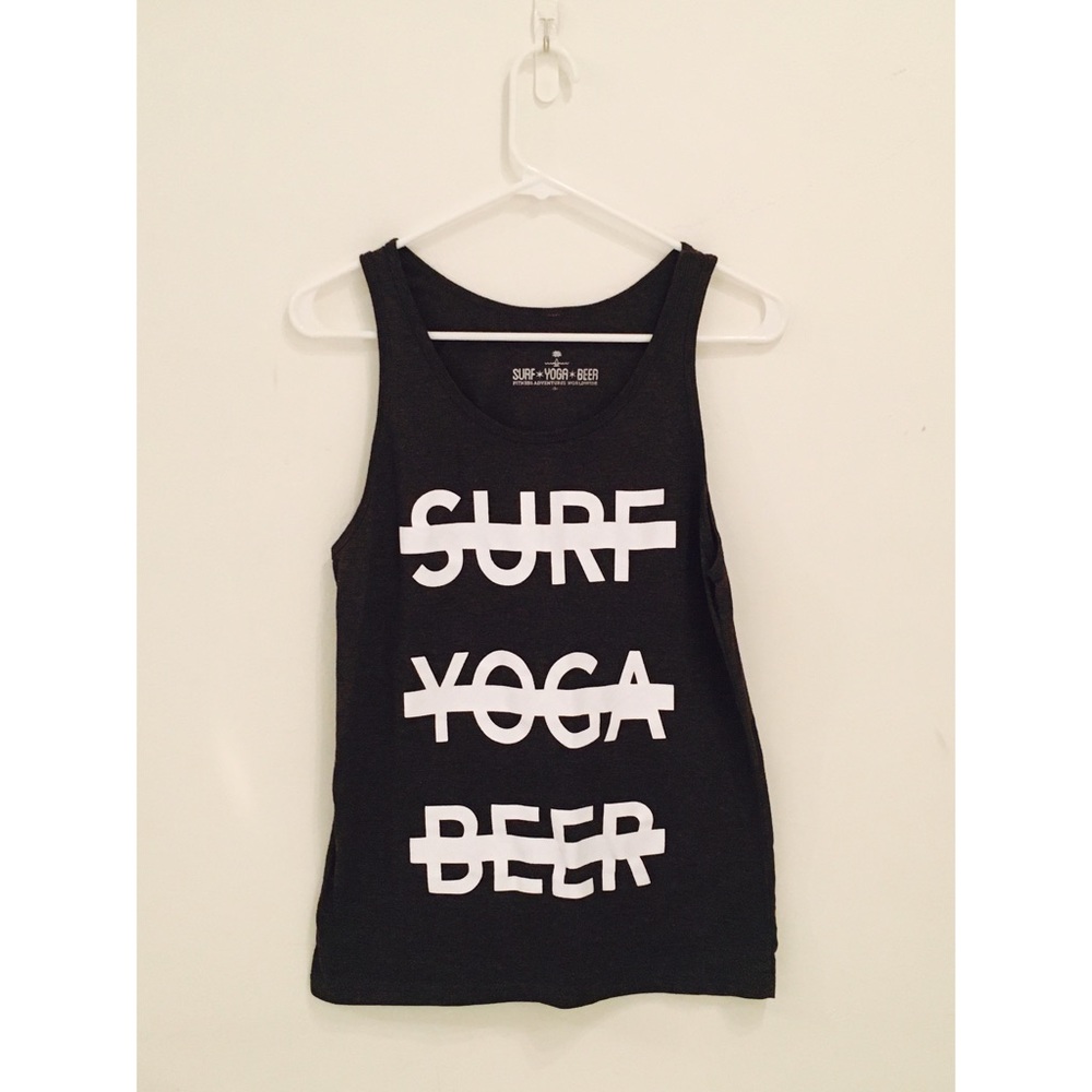 Surf Yoga Beer Tank. Size small-black.
